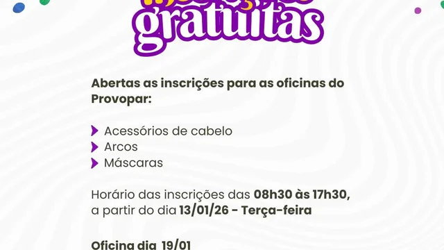 Provopar abre inscrições para oficina de acessórios de Carnaval