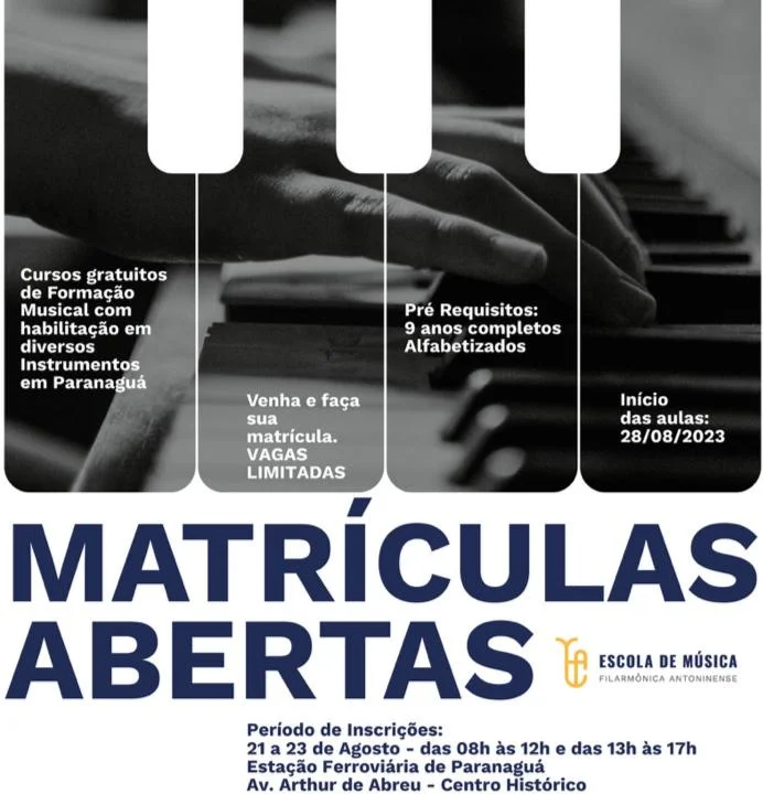 Escola de Música com matrículas abertas em Paranaguá
