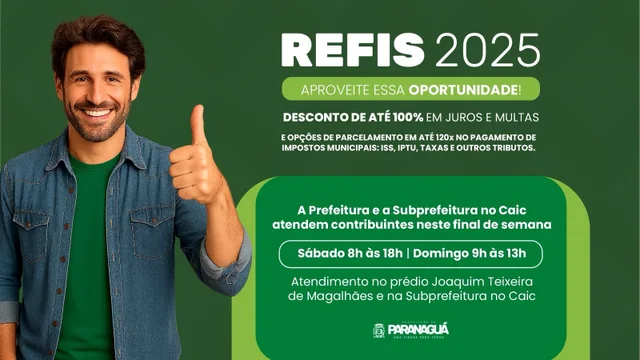 Prefeitura aberta durante final de semana para atender adesões ao Refis