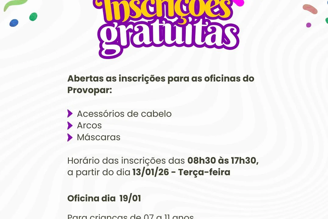Provopar abre inscrições para oficina de acessórios de Carnaval