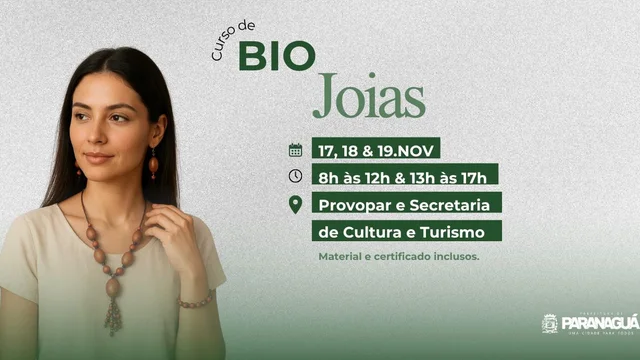 Inscrições abertas para o curso gratuito de Biojoias em Paranaguá
