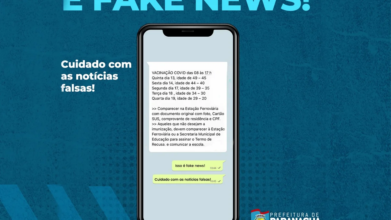 É falso cronograma com datas e idades para vacinação contra Covid-19 em Paranaguá