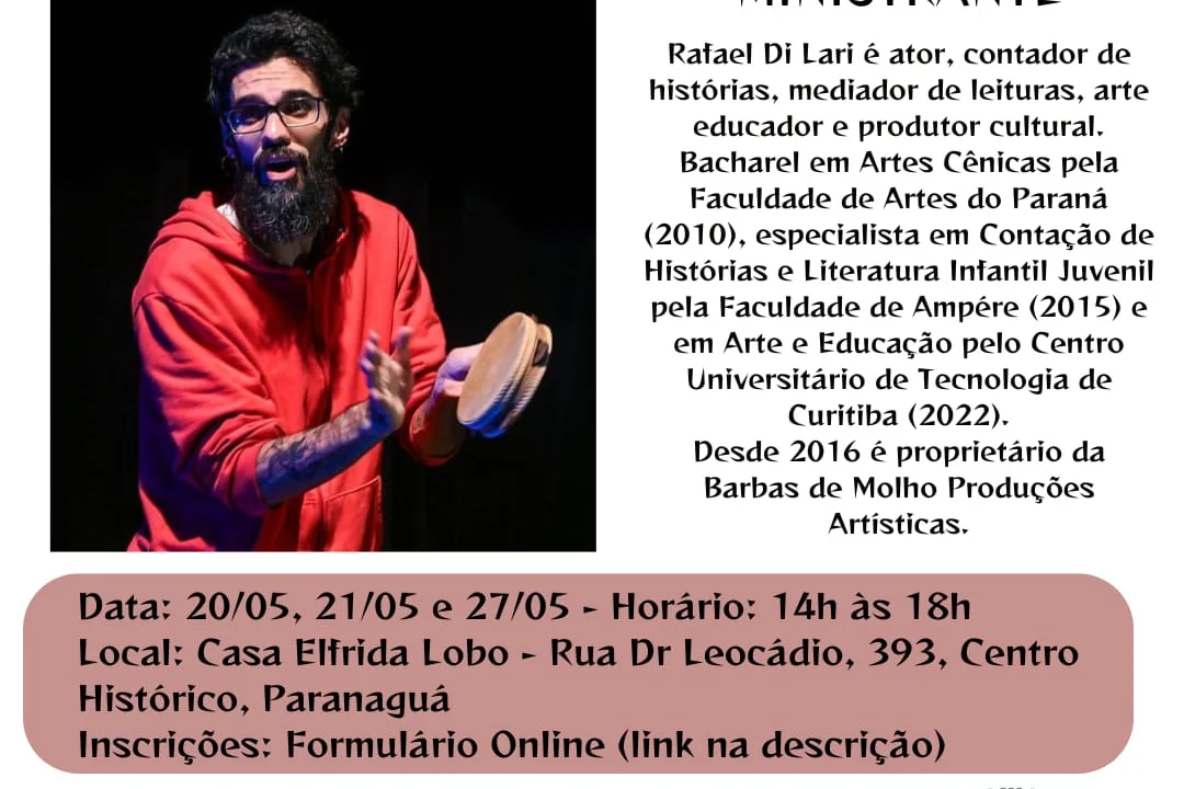 Projeto literário “Bagrinhos” tem oficina de contação de histórias gratuita