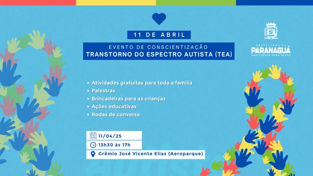 Paranaguá promove ação conjunta pelo mês de conscientização do Autismo nesta sexta-feira