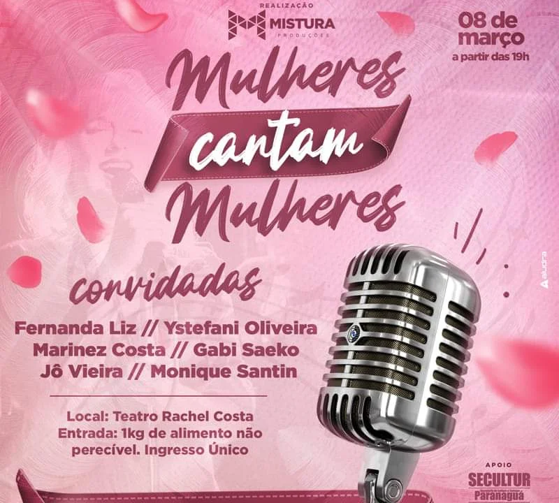 Teatro Rachel Costa será palco do evento “Mulheres Cantam Mulheres”