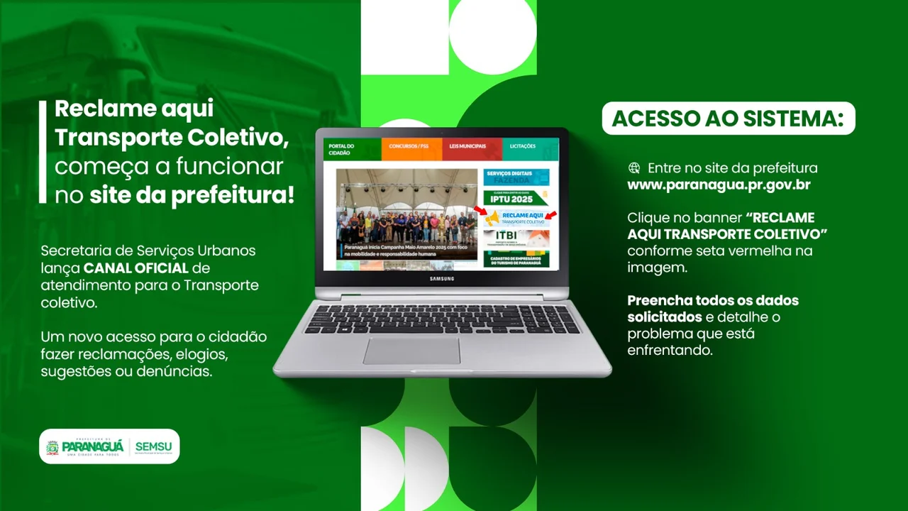Prefeitura de Paranaguá incentiva população a utilizar canal oficial para elogios, sugestões e denúncias sobre o transporte coletivo