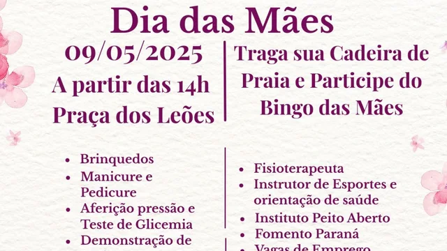 Festa do Dia das Mães promete movimentar Praça dos Leões na sexta (9) das 14 às 20 horas