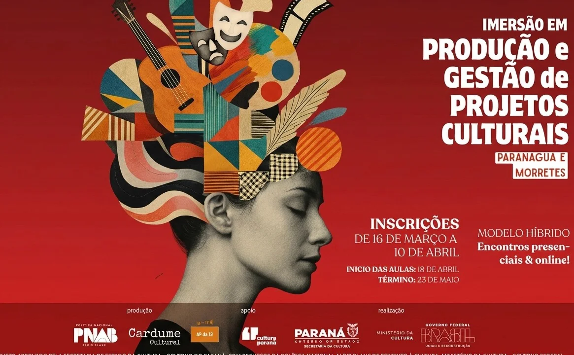 Curso gratuito de Imersão em Produção e Gestão de Projetos Culturais acontece neste sábado em Paranaguá