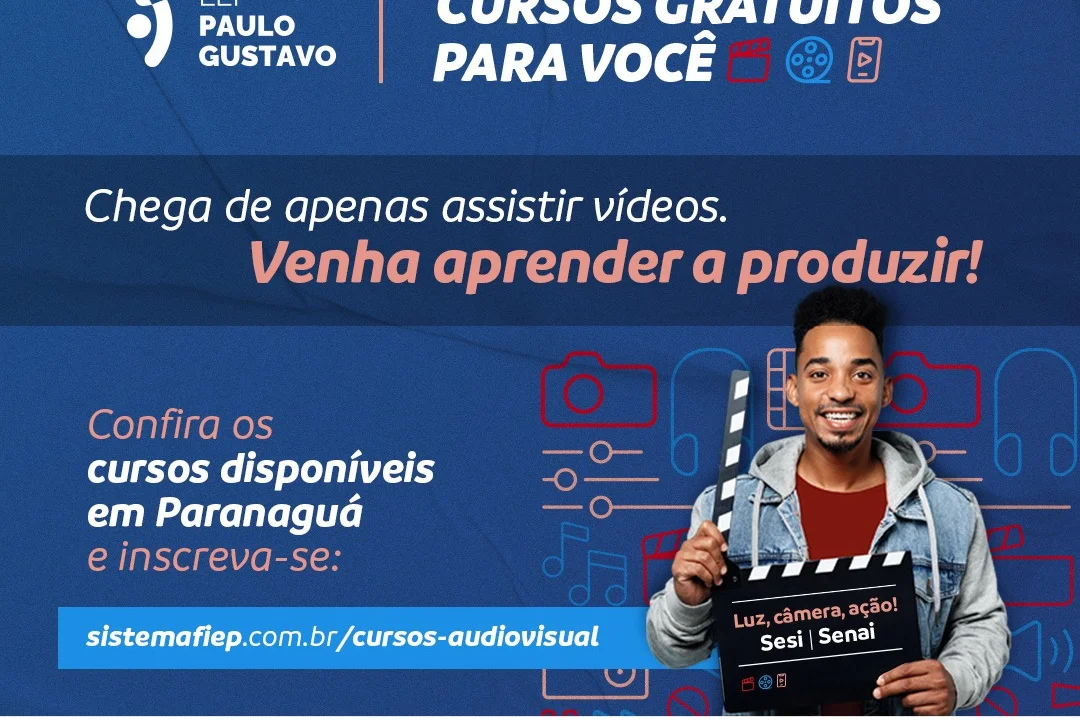 Secultur está ofertando cursos gratuitos na área Audiovisual através da Lei Paulo Gustavo