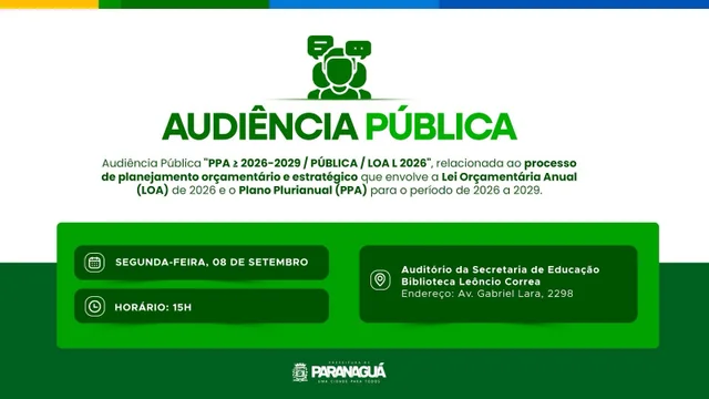Audiência pública discute Plano Plurianual 2026-2029 em Paranaguá
