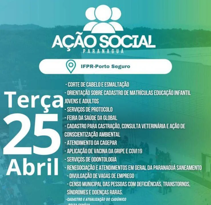 Ação Social acontecerá no Porto Seguro neste dia 25