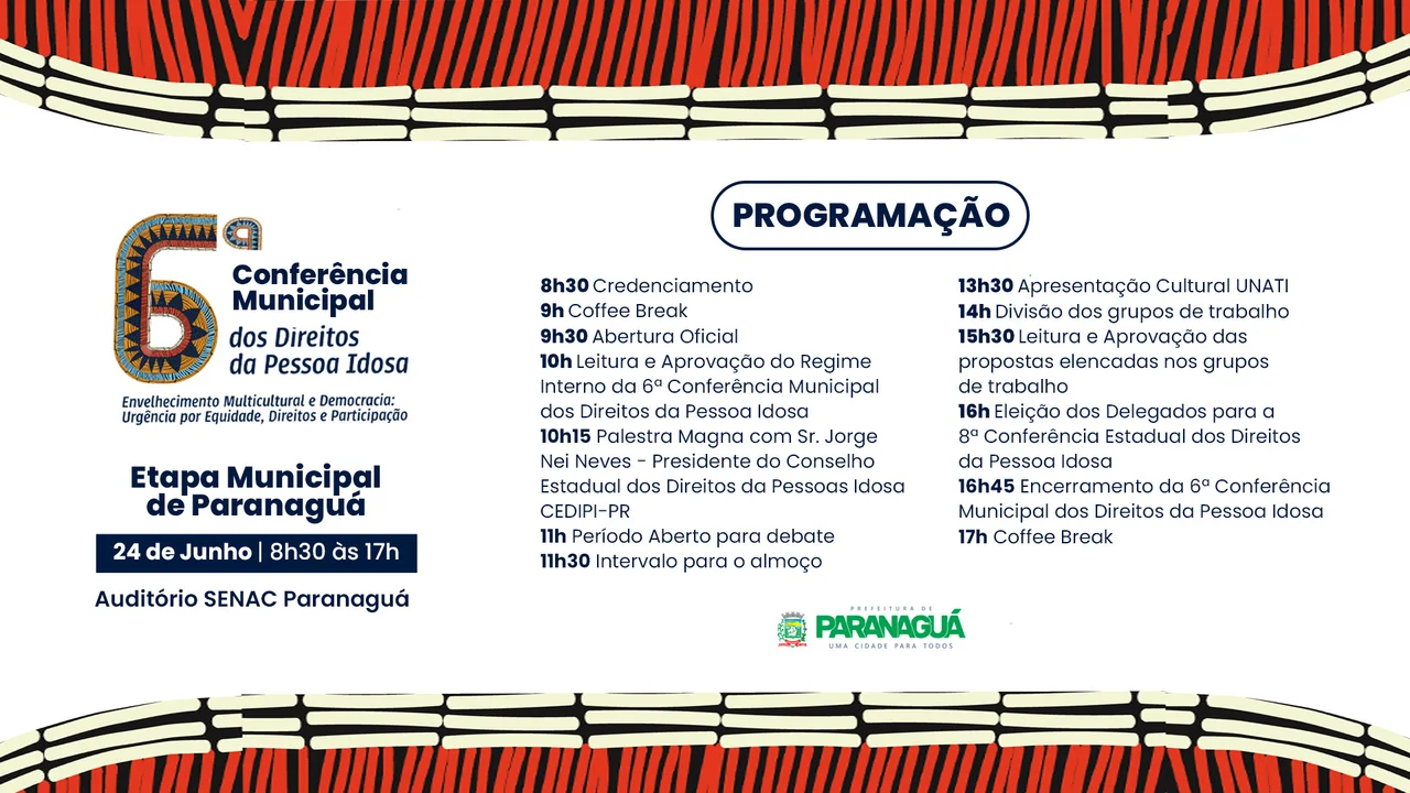Paranaguá recebe Conferência Municipal dos Direitos da Pessoa Idosa nesta terça-feira (24)