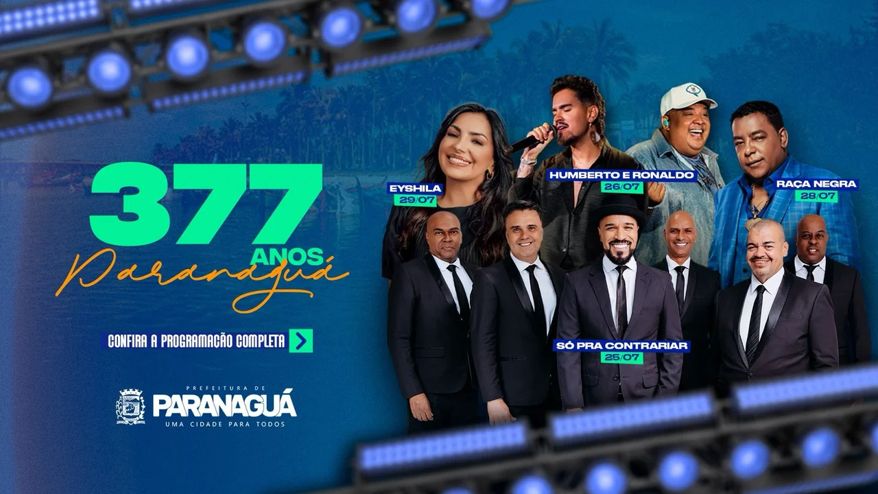 Confira programação de shows dos 377 anos de Paranaguá