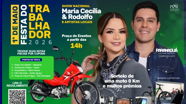 Dupla Maria Cecília & Rodolfo é atração nacional da Festa do Trabalhador em Paranaguá 