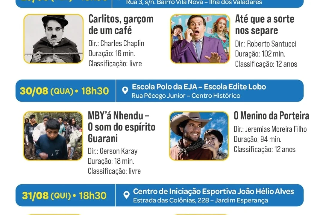 Cinema Ar Livre acontece em Paranaguá em parceria com o Sesc