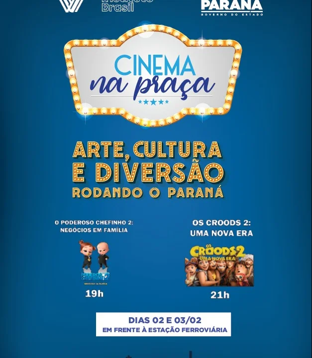 “Cinema na Praça” acontece em frente a Estação Ferroviária