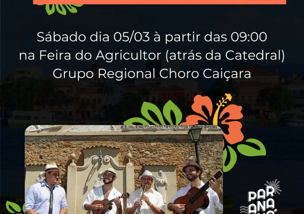 Grupo Regional Choro Caiçara se apresenta na Feira do Agricultor neste sábado, 05