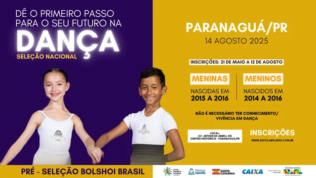Pré-seleção do Ballet Bolshoi  acontecerá em Paranaguá