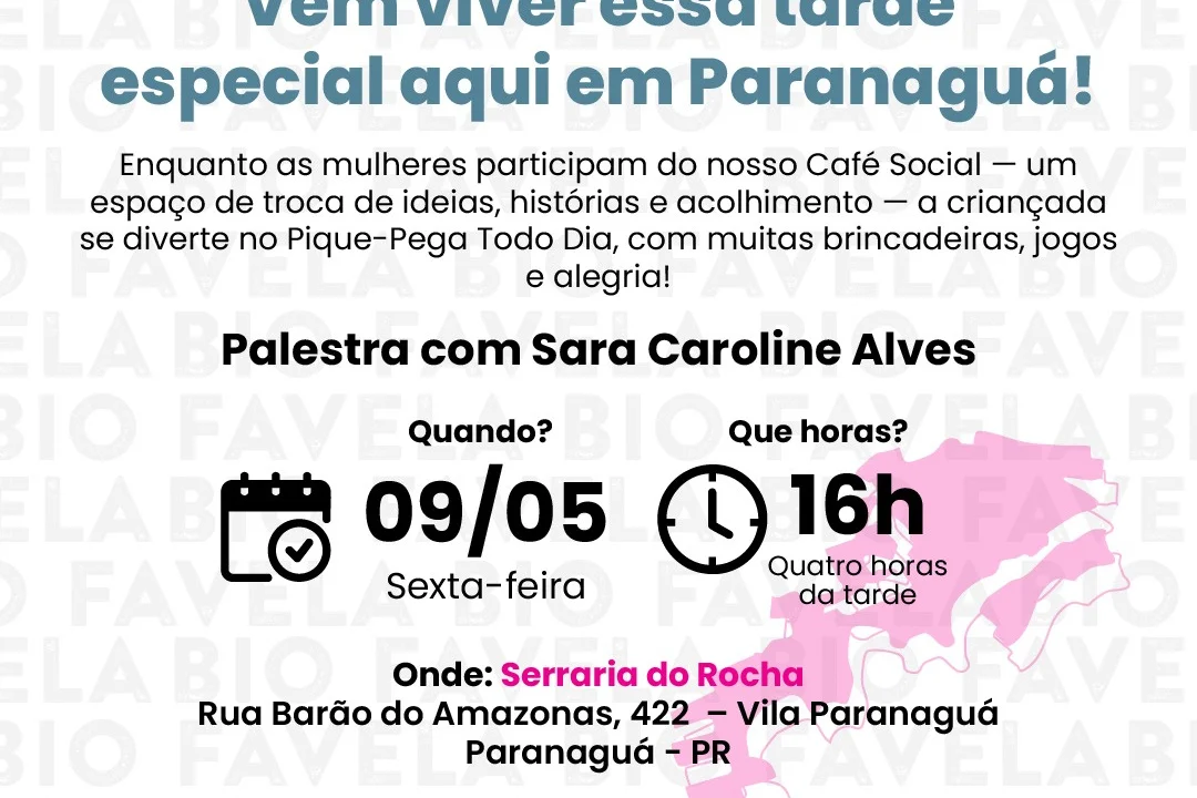 Café Social e Roda de Conversa para Mulheres da Região da Serraria do Rocha será nesta sexta (9)