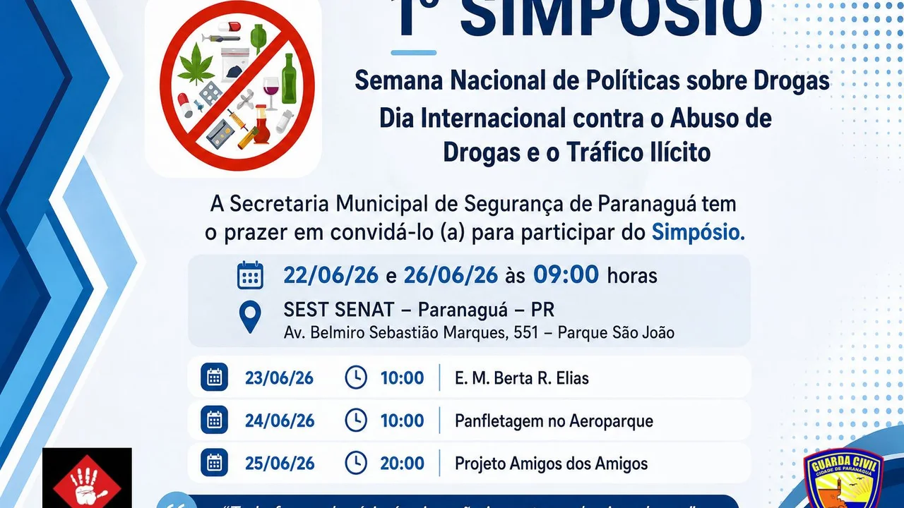 Paranaguá promove 1.º Simpósio de Prevenção às Drogas com ações de conscientização e debates sobre políticas públicas