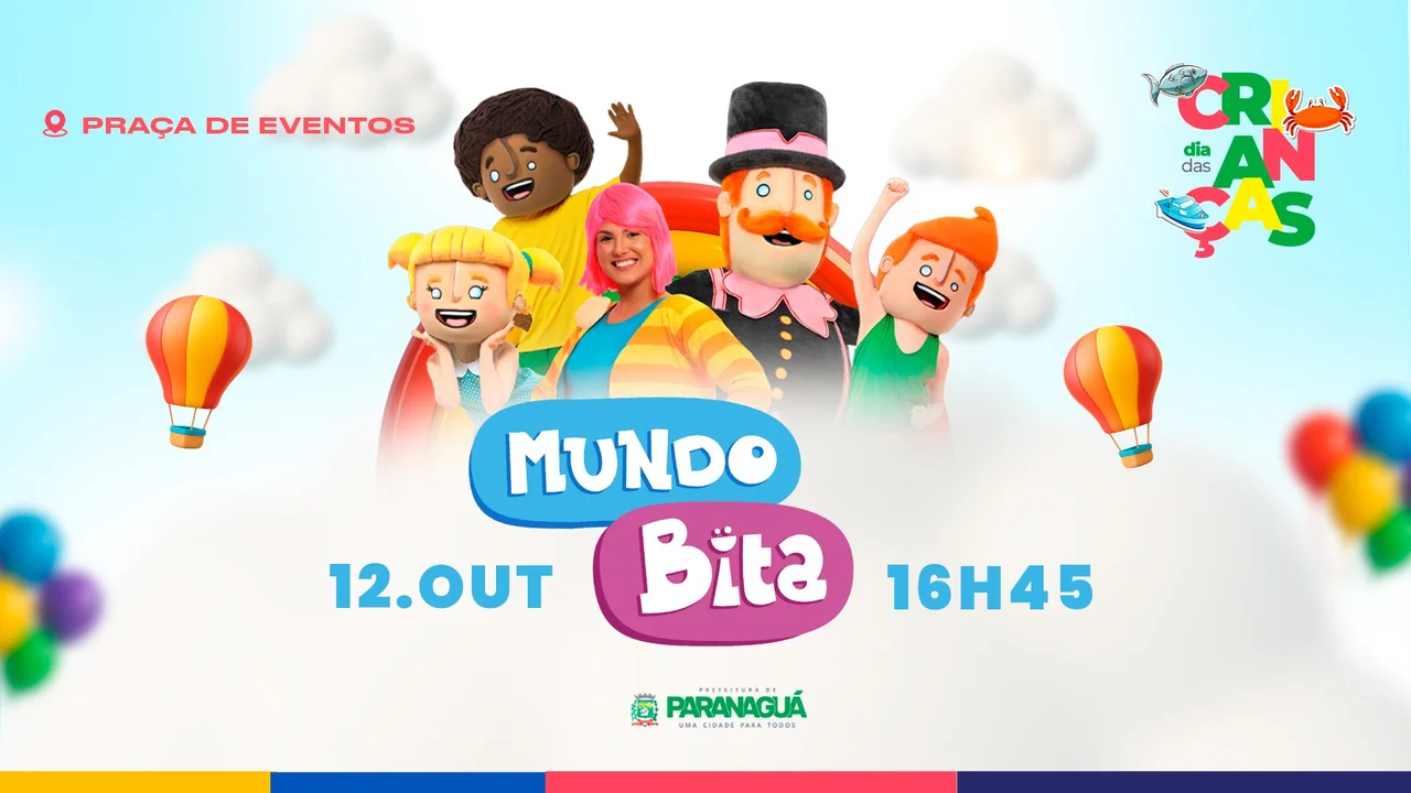 Mundo Bita fará apresentação na Festa das Crianças em Paranaguá