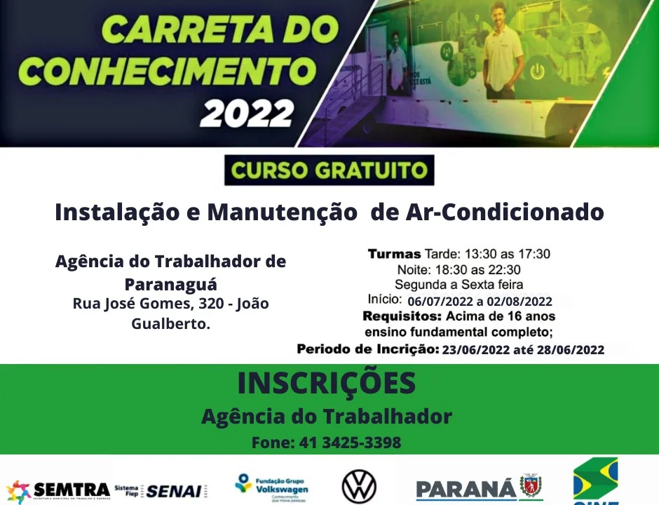Carreta do Conhecimento com curso gratuito em Paranaguá