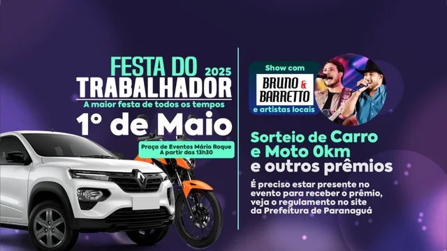 Troque sua nota fiscal por cupons e concorra a carro e moto 0 km na Festa do Trabalhador