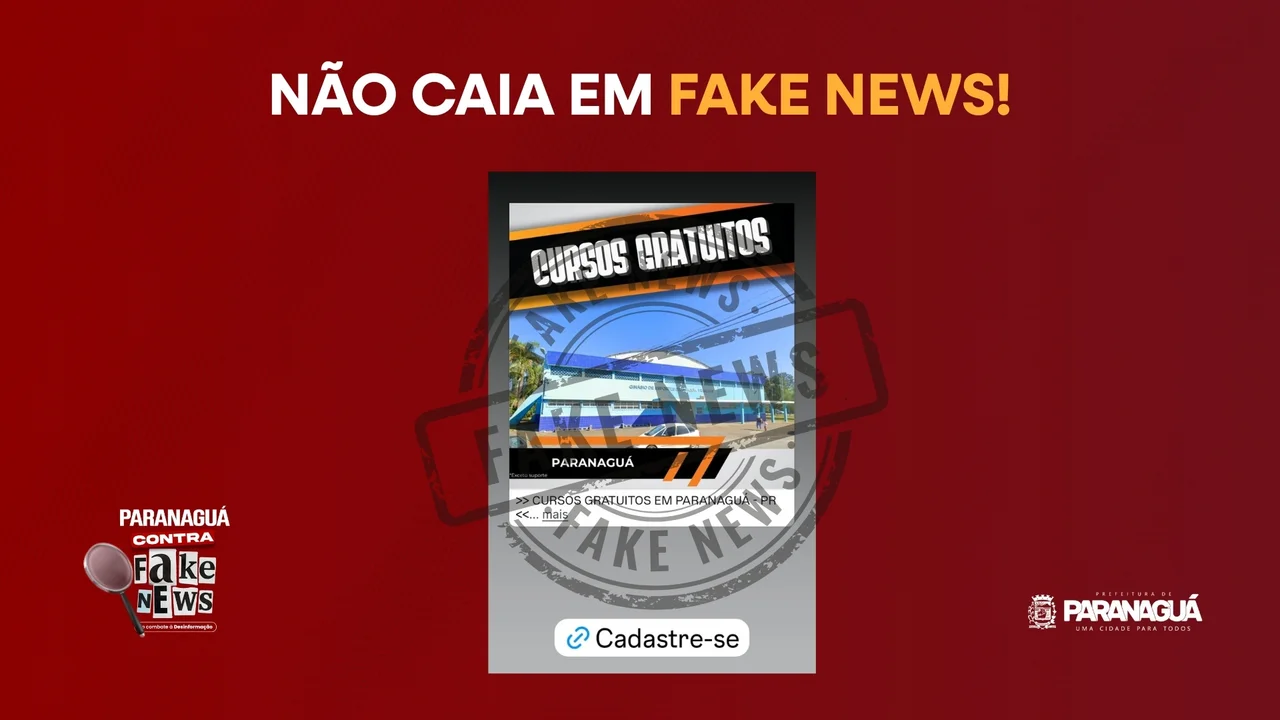 Atenção! Prefeitura de Paranaguá esclarece que não tem parceria com cursos gratuitos divulgados em canais não oficiais do Município