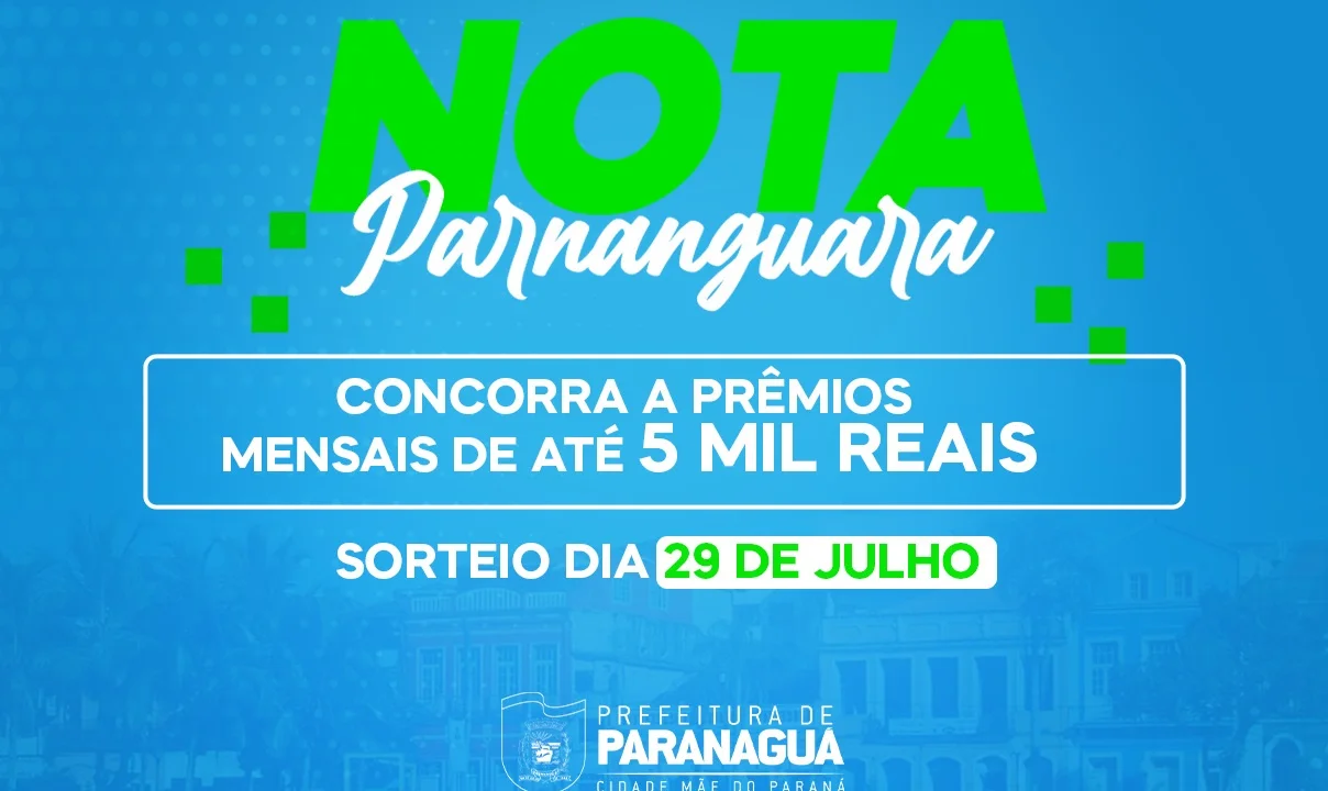 Nota Parnanguara sorteia prêmio de R$ 5 mil