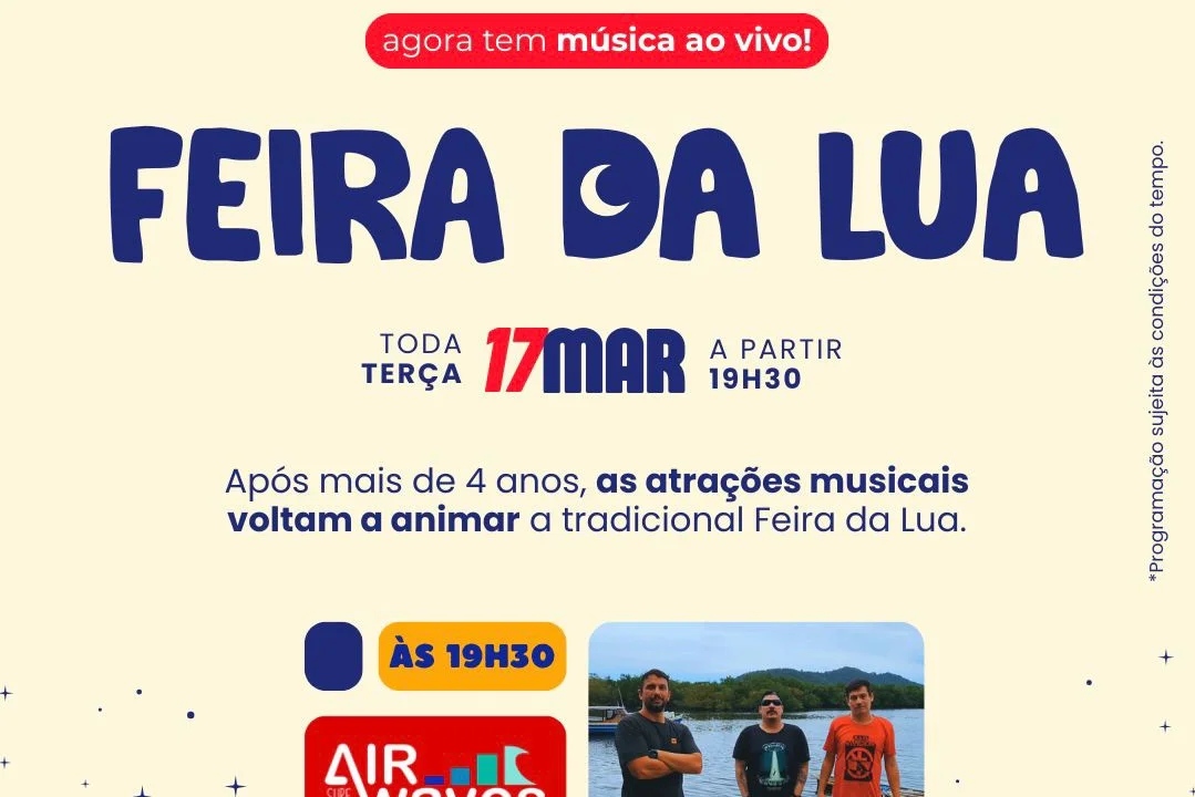 Feira da Lua volta a contar com apresentação de banda nesta terça-feira