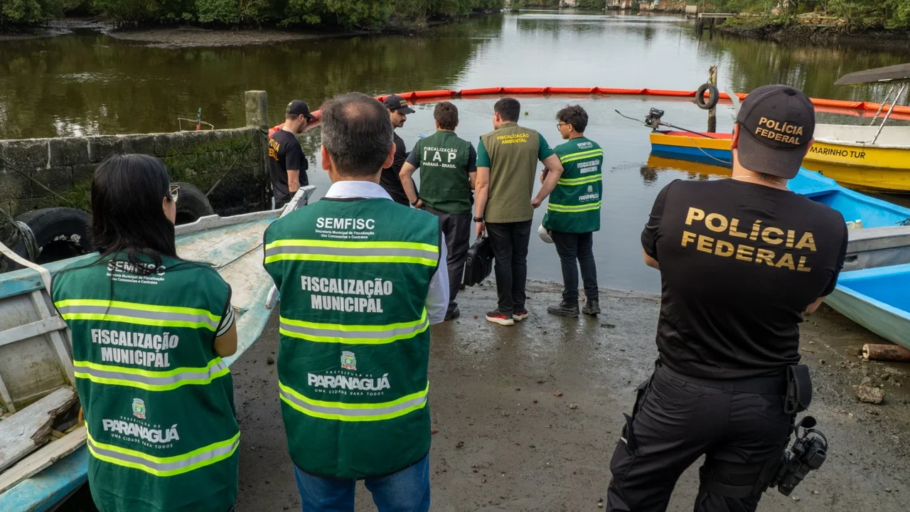 Fiscalização conjunta investiga crime ambiental em Estação de Tratamento em Paranaguá