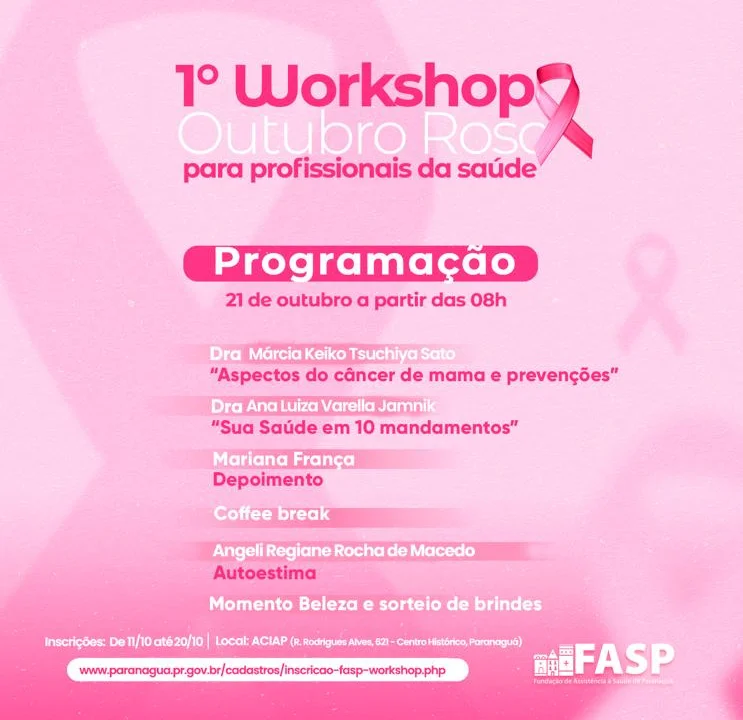 Prorrogadas inscrições do 1. º Workshop Outubro Rosa