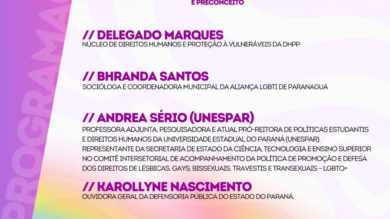 Cidadania e direitos LGBTQIA+ é tema de encontro em Paranaguá no Dia Internacional de Combate à Homofobia