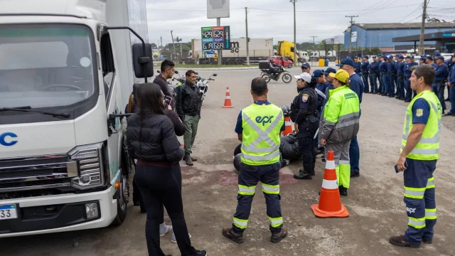 Ação do Maio Amarelo alerta sobre riscos de pontos cegos em veículos de grande porte