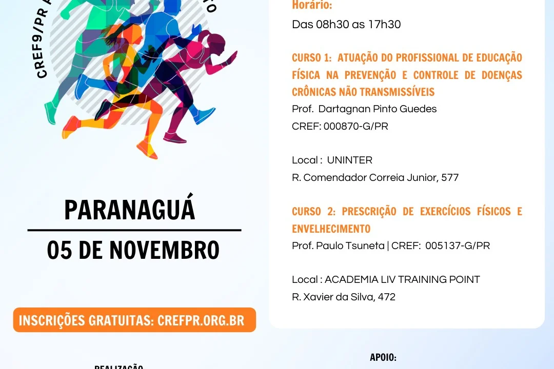 Com apoio da Prefeitura de Paranaguá e Secretaria de Esportes, CREF disponibiliza cursos gratuitos para profissionais de educação física