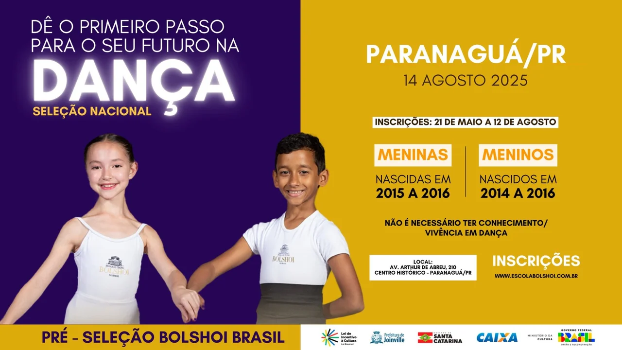 Pré-seleção do Ballet Bolshoi  acontecerá em Paranaguá