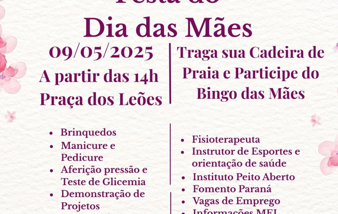 Festa do Dia das Mães promete movimentar Praça dos Leões na sexta (9) das 14 às 20 horas