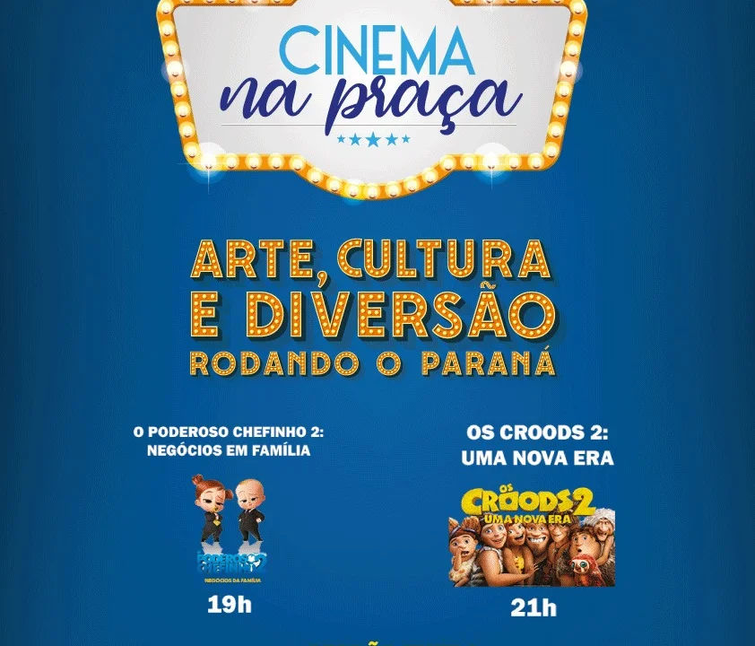 “Cinema na Praça” acontece em frente a Estação Ferroviária nesta quarta-feira, 08