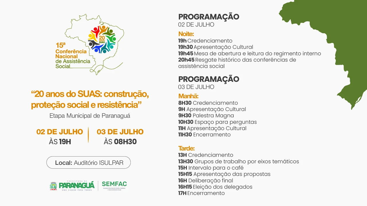 Semfac promove a 15ª Conferência Municipal de Assistência Social de Paranaguá