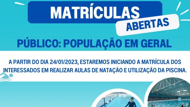 Matrículas abertas para aulas de natação no Complexo Olímpico de Natação “Nereu Gouvêa”