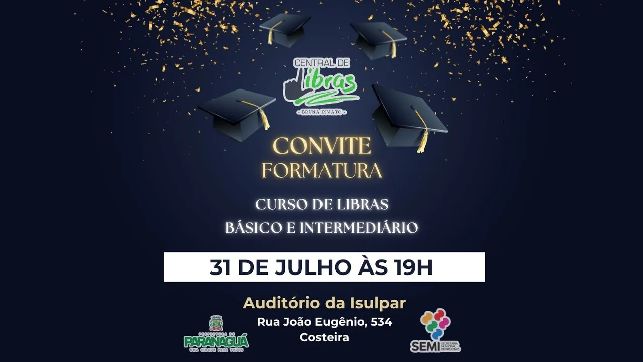 Cerimônia de formatura do curso de Libras será realizada nesta quinta-feira (31), em Paranaguá