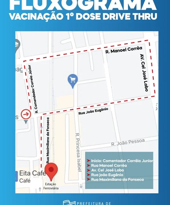 Vacinação contra a Covid-19: drive thru tem percurso definido