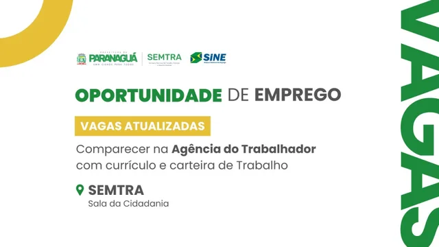 Semtra disponibiliza 305 vagas de emprego nesta segunda-feira (18)