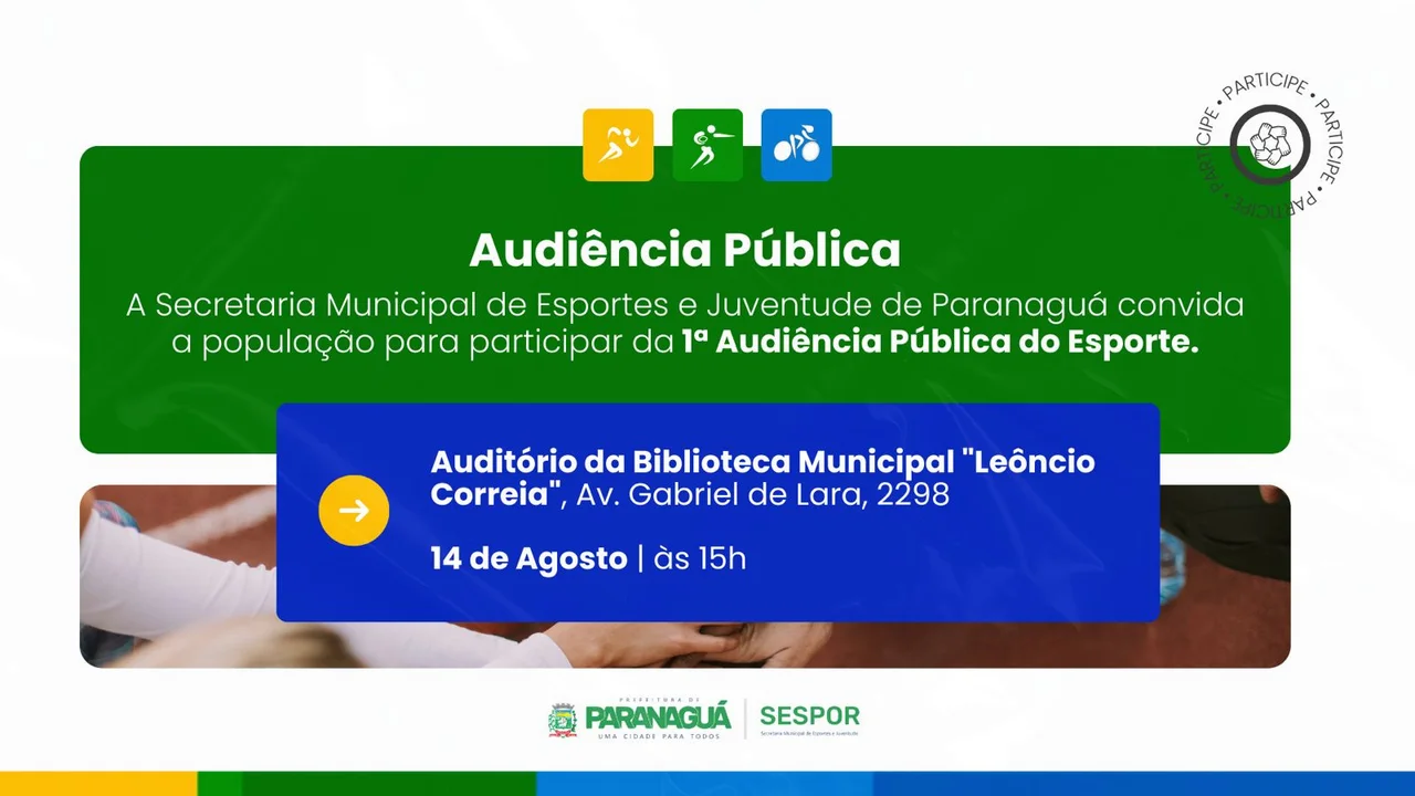 Paranaguá realizará 1ª Audiência Pública do Esporte para discutir criação de fundo e conselho municipal