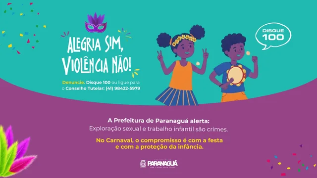 Prefeitura reforça campanha de enfrentamento ao trabalho infantil e à exploração sexual durante o Carnaval 2026