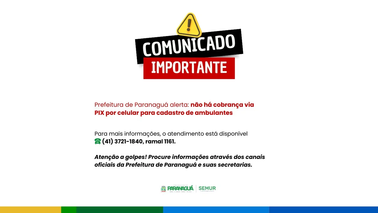 Prefeitura de Paranaguá alerta sobre golpes envolvendo cadastro de ambulantes